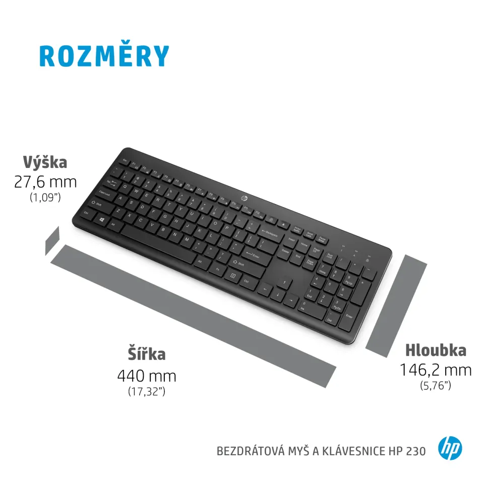HP 230 Wireless Mouse and Keyboard Combo (White) CZ/SK - bezdrátová klávesnice a myš