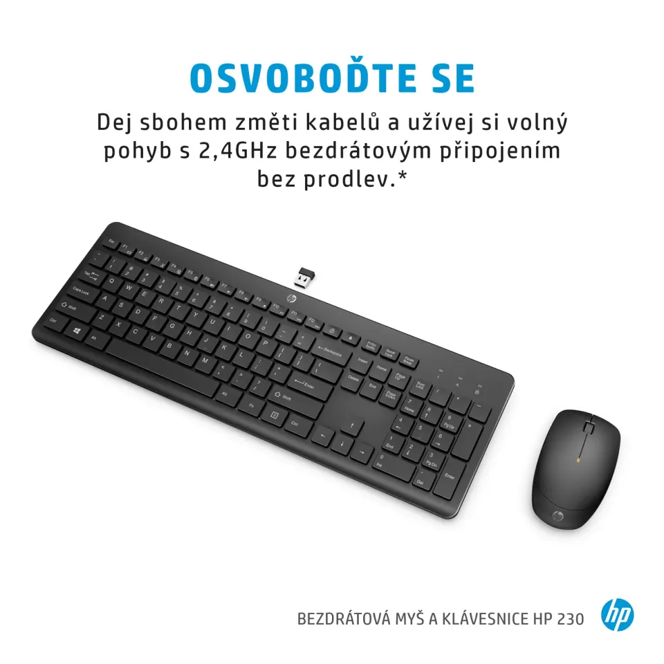 HP 230 Wireless Mouse and Keyboard Combo (White) CZ/SK - bezdrátová klávesnice a myš