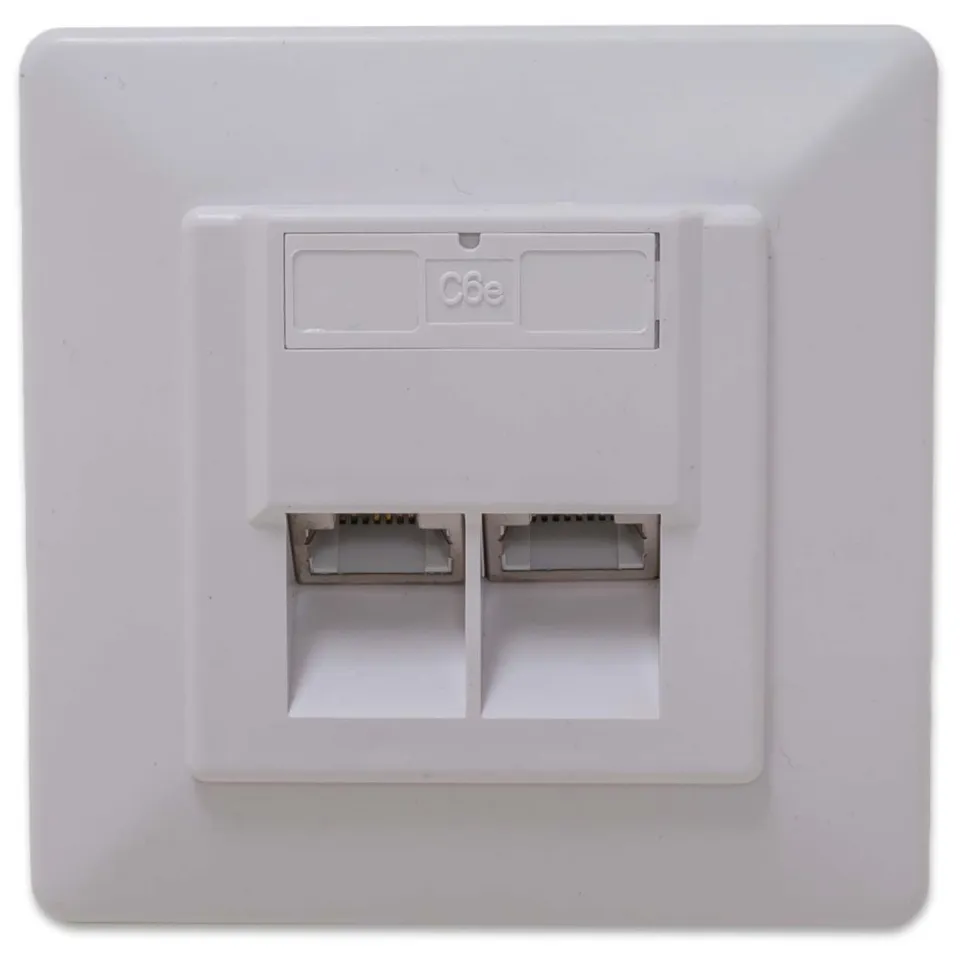 XtendLan Zásuvka 2x RJ-45, Cat6, stíněná, pod omítku, při užití krabičky i na zeď, šikmý vývod