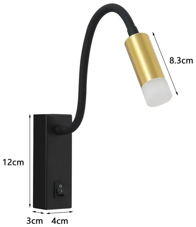 IMMAX GOAL designové nástěnné LED svítidlo, vypínač, 3W, černo-zlaté