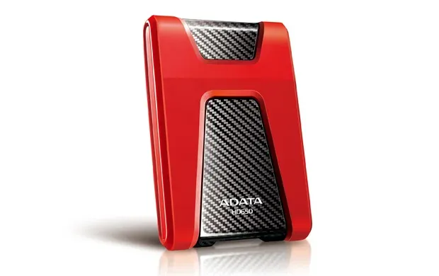 ADATA Externí HDD 1TB USB 3.1 DashDrive Durable HD650, červený (gumový, nárazu odolný)