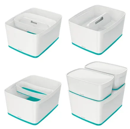 LEITZ Úložný box s víkem MyBox, velikost L, bílá/ledově modrá