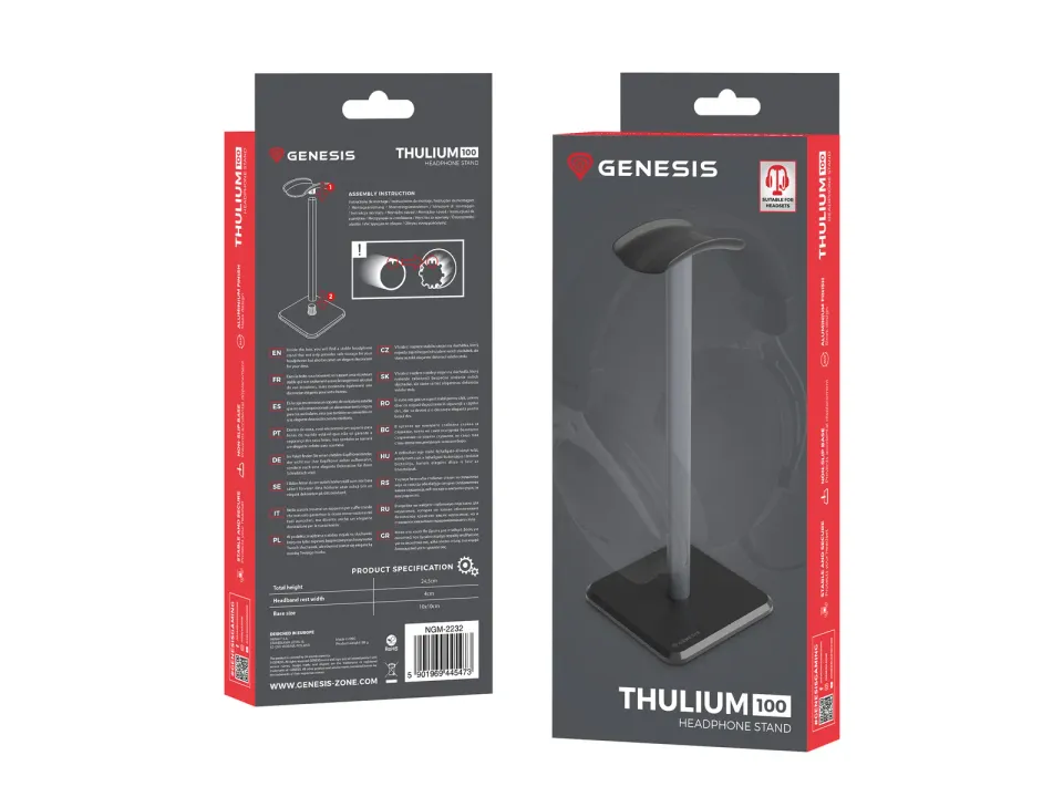 Stojan na sluchátka Genesis THULIUM 100, metalický