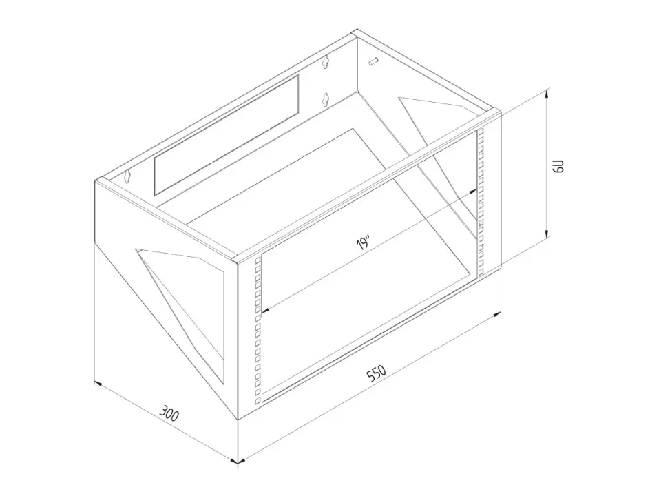 19" nástěnný rám 6U/300 RAL7035