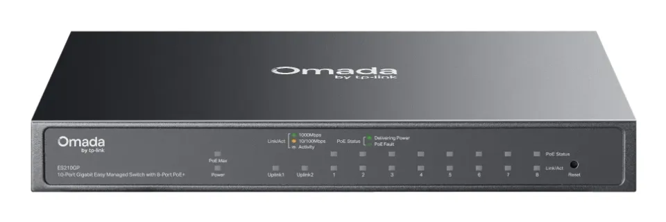 TP-LINK ES210GP Omada 10portový gigabitový easy managed switch s 8 porty PoE+