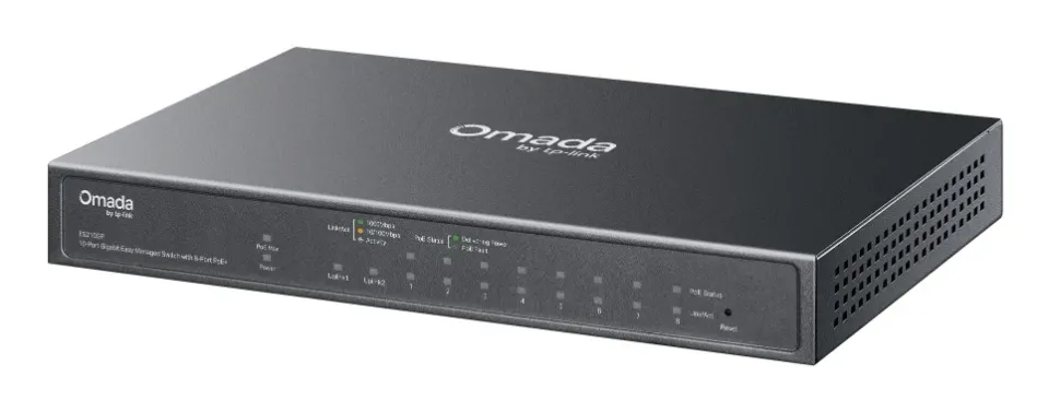 TP-LINK ES210GP Omada 10portový gigabitový easy managed switch s 8 porty PoE+