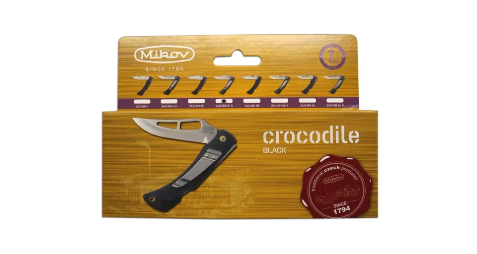 Kapesní zavírací nůž CROCODILE s klipem, čepel s kolíčkem 243-NH-1/C SPONA barevné provedení černá
