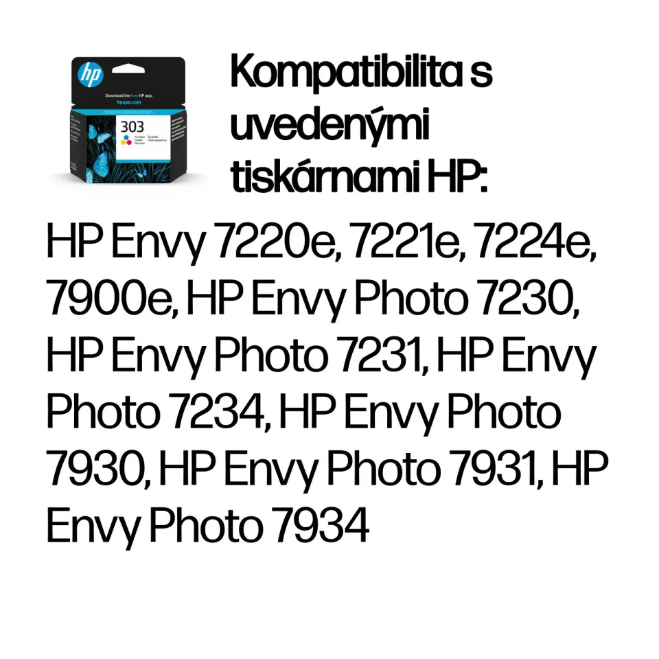 HP T6N01AE originální náplň č.303 barevná cca 165 stran (pro HP Envy 7220e, 7221e, 7920e, 7921e)