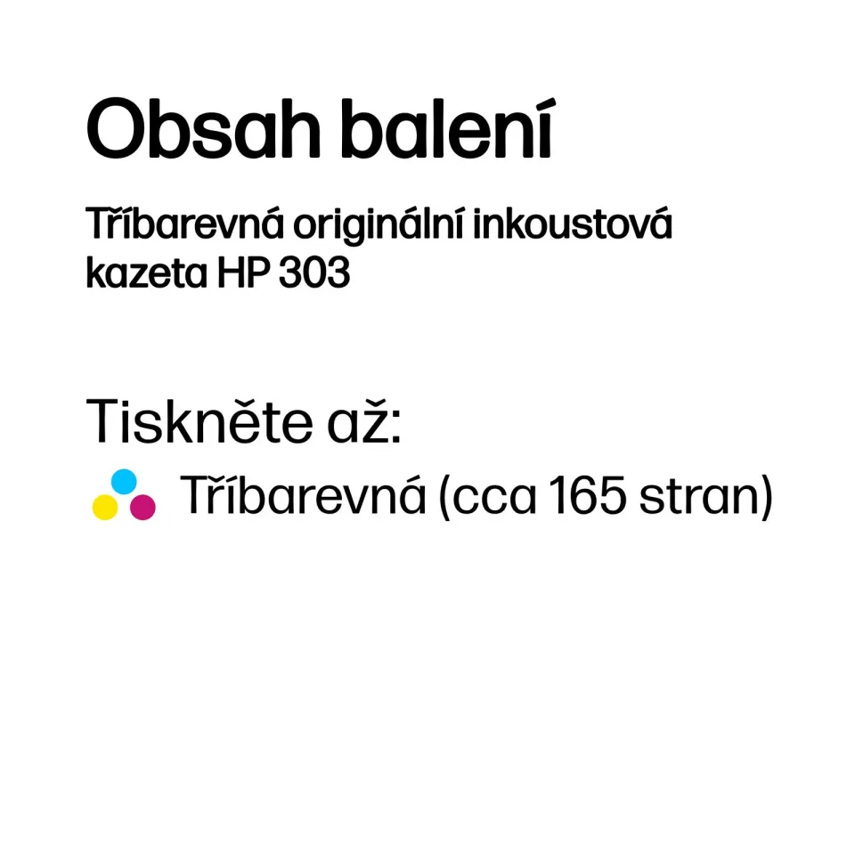 HP T6N01AE originální náplň č.303 barevná cca 165 stran (pro HP Envy 7220e, 7221e, 7920e, 7921e)