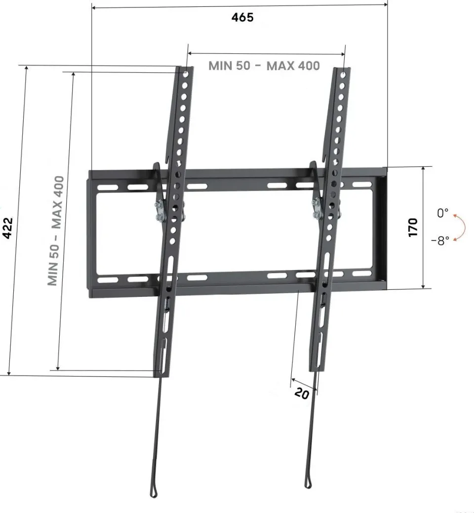 Vogel's UP 4013, držák s náklonem 8° pro TV 32-65", 45 kg, VESA do 400x400