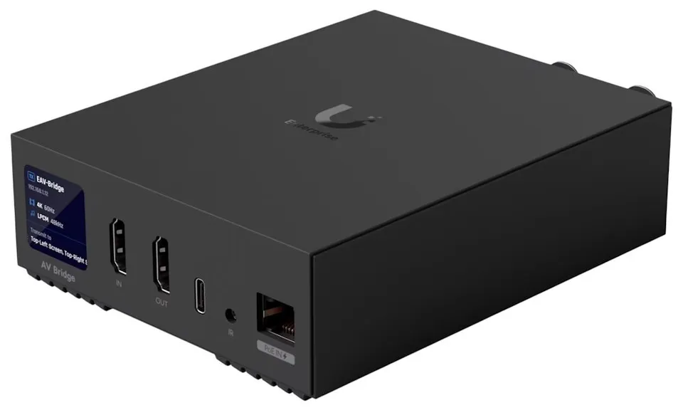 Ubiquiti Enterprise Audio/Video Bridge - Bridge pro přenos audio/video, 4K video, HDMI IN/OUT, 2x XLR Male/Female, PoE+