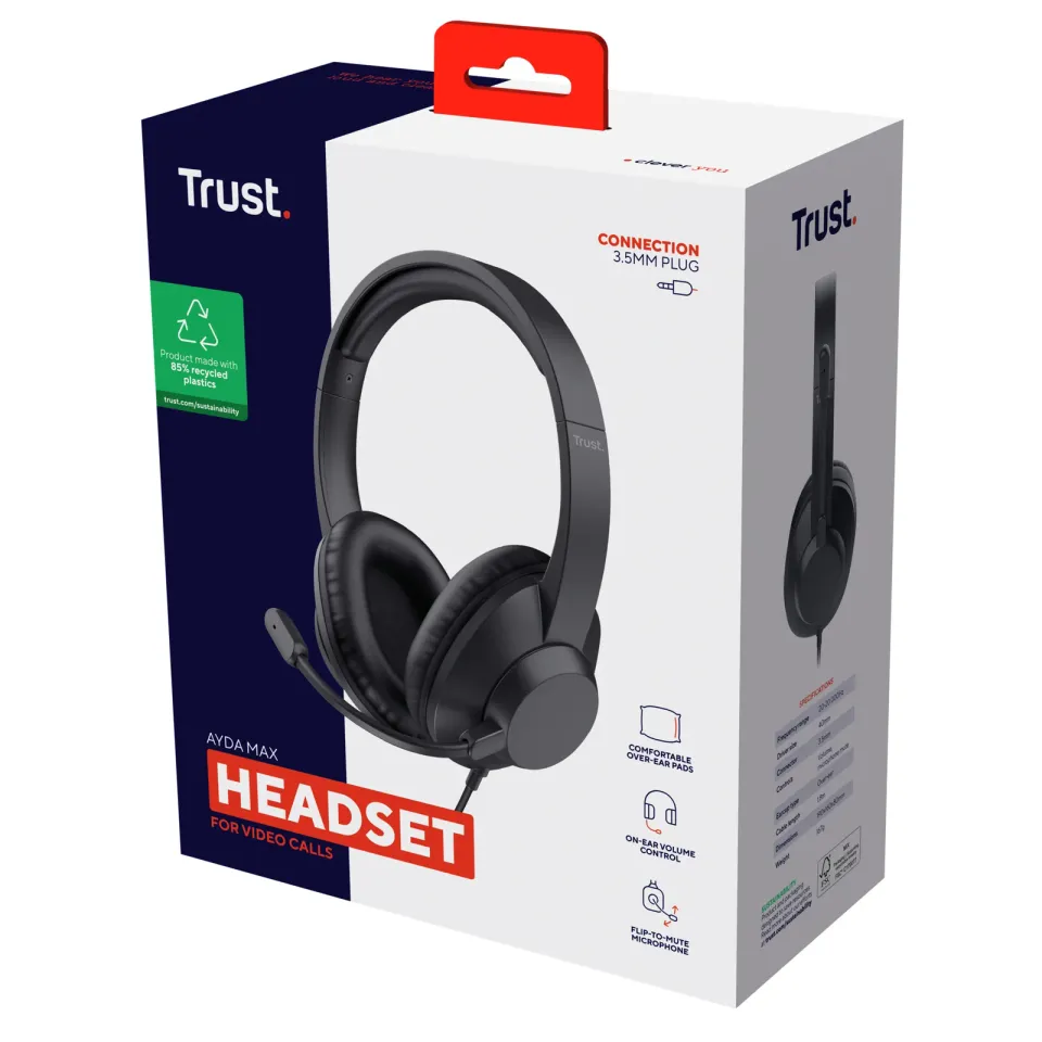 TRUST sluchátka AYDA Max, 3.5mm Jack, černá