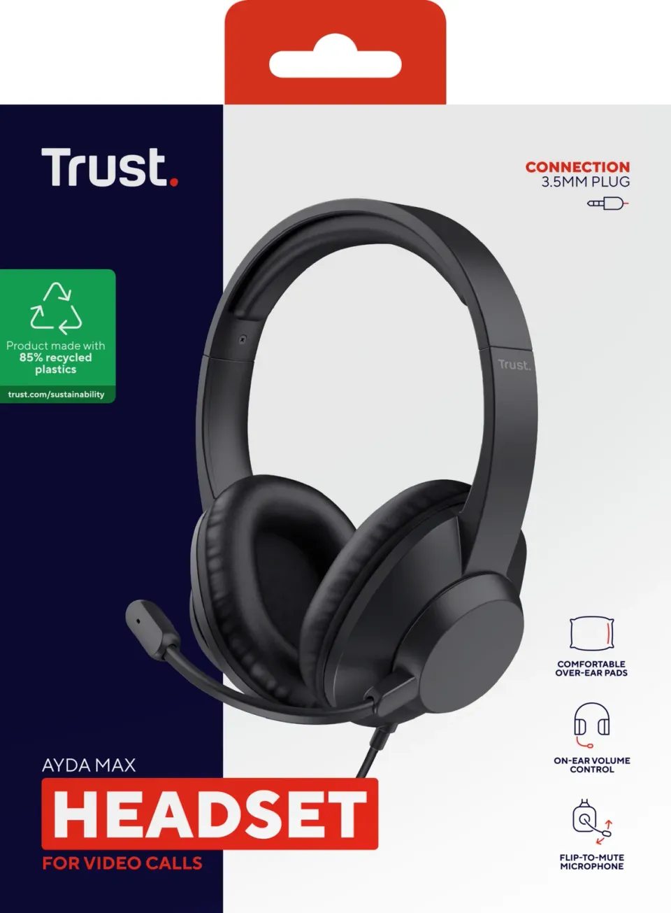 TRUST sluchátka AYDA Max, 3.5mm Jack, černá