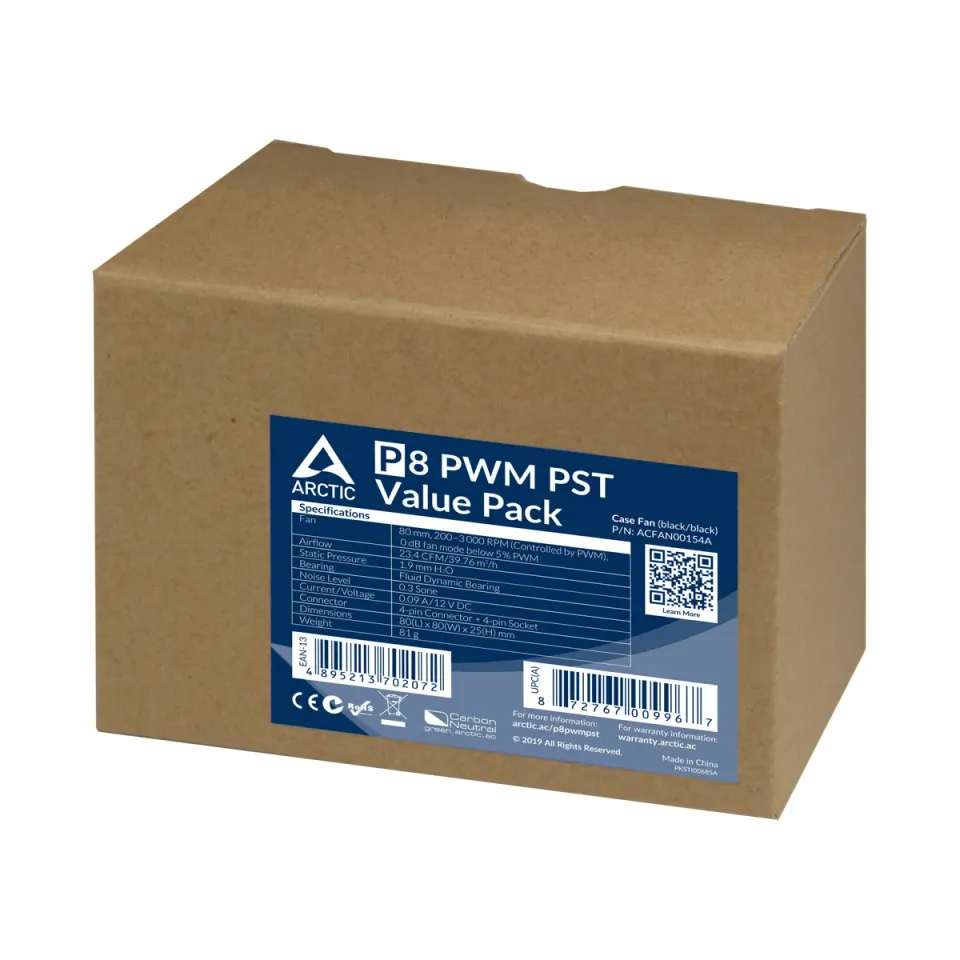 ARCTIC P8 PWM PST Value pack (5ks) ventilátor - 80mm