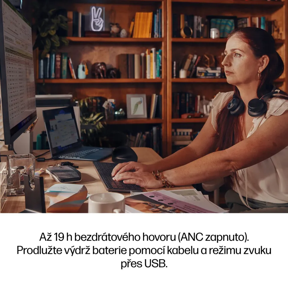 HP Poly Voyager Focus 2 MS Teams Certified s nabíjecím stojánkem, USB-A/C adaptér, stereo bluetooth Headset