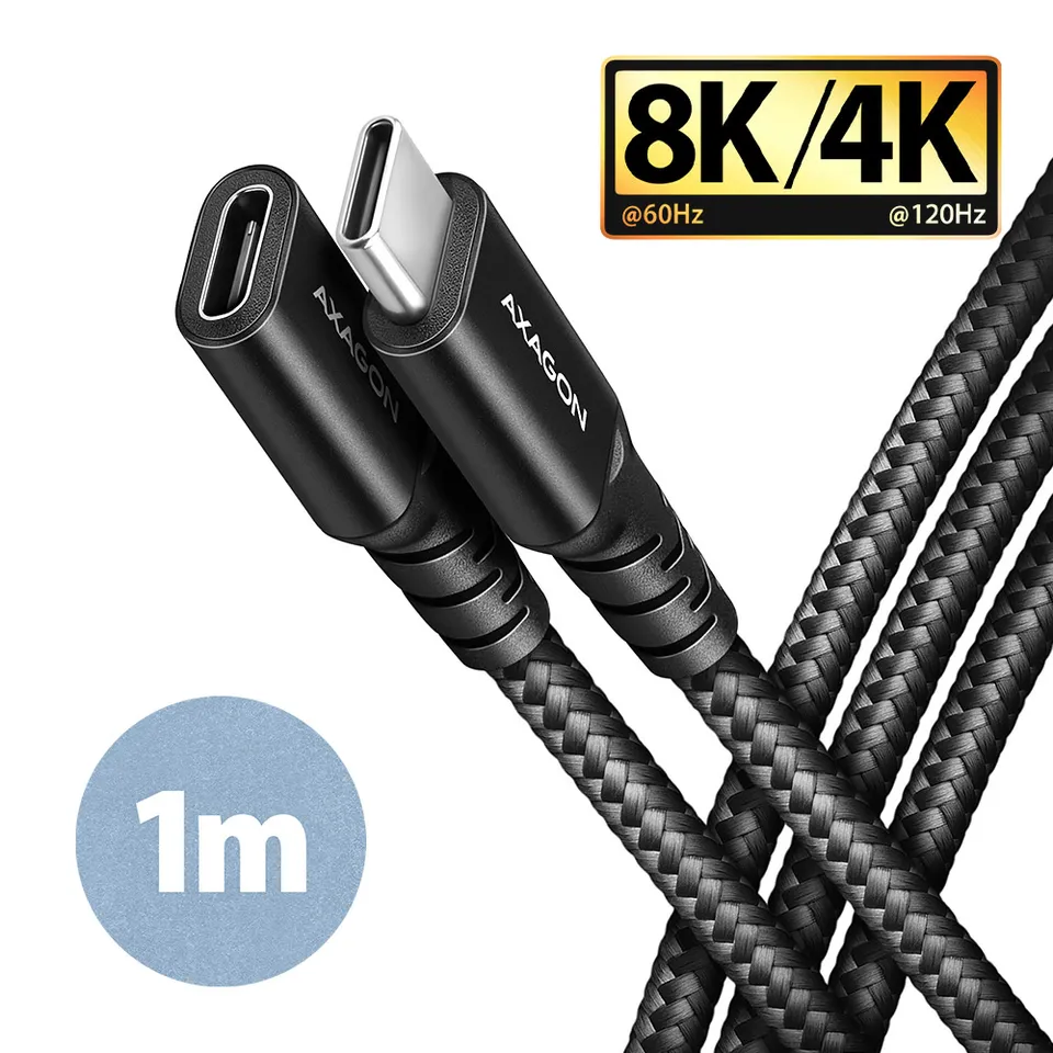 AXAGON BUCM32-CF10AB prodlužovací kabel USB-C (M) <-> USB-C (F), 1m, USB 20Gbps,