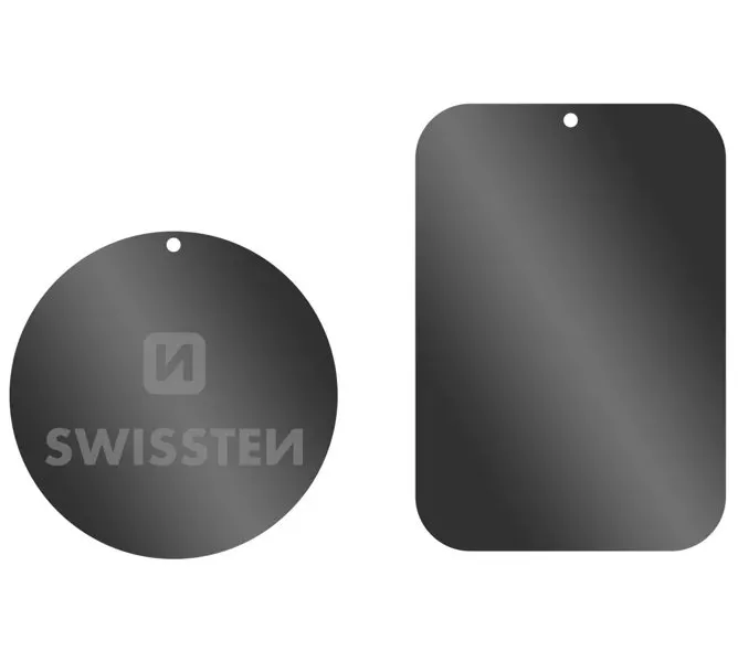 Swissten set kovový lepící štítek a podložka k magnetickým držákům do auta (retail pack)