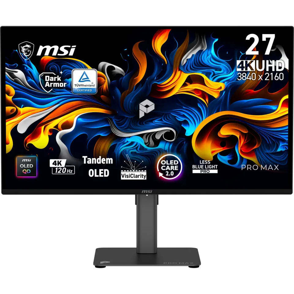 MSI PRO MAX/271UPX12G/26,5"/QD-OLED/4K UHD/120Hz/0,03ms/Černá/3R