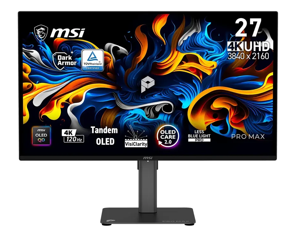MSI PRO MAX/271UPX12G/26,5"/QD-OLED/4K UHD/120Hz/0,03ms/Schwarz/3R
