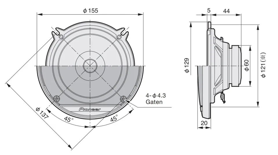 Pioneer TS-G1310F 37 cm jednopásmové reproduktory
