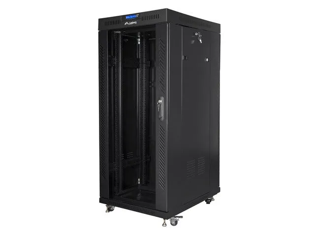 LANBERG Volně stojící skříň 19" 27U/600x800 (v rozloženém stavu) skleněné dveře