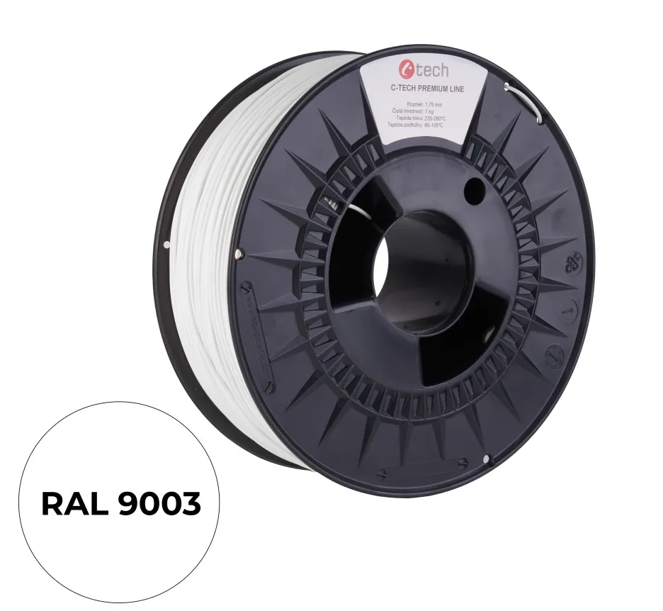 C-TECH tisková struna PREMIUM LINE ( filament ) , ABS, dopravní bílá, 1,75mm, 1k