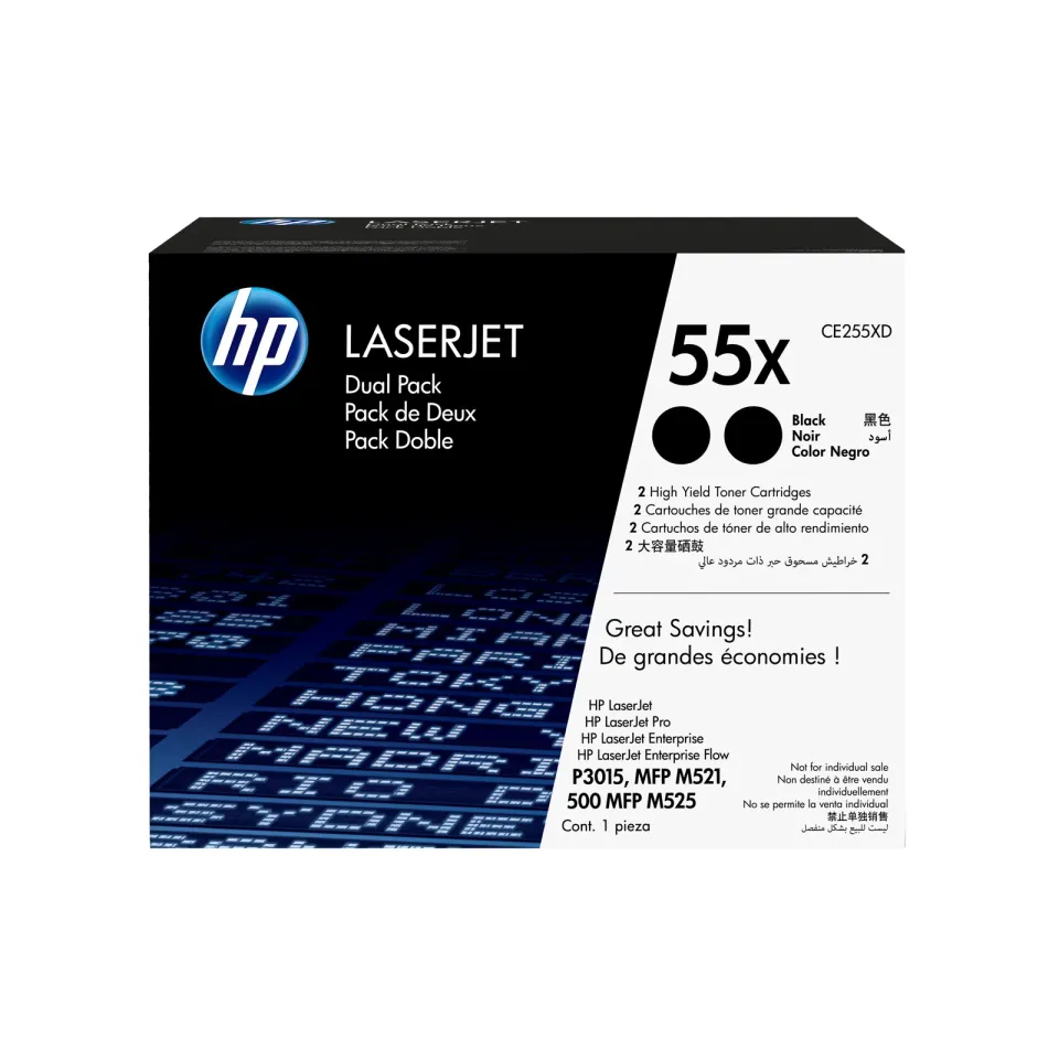 HP CE255XD 2pack (2x CE255X) černý toner č.55X, 12500 stran