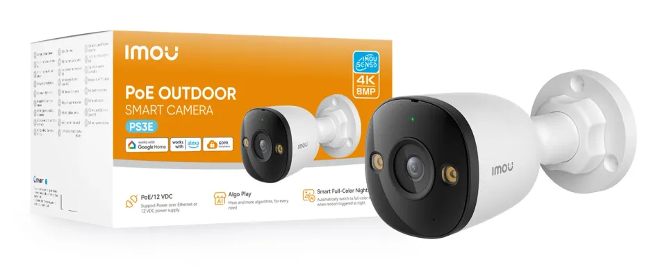 Imou IP kamera PS3E 8MP/ bullet/ PoE/ 8Mpix/ IP67/ obj. 2,8mm/ 8x digitální zoom/ H.265/ Onvif/ CZ app