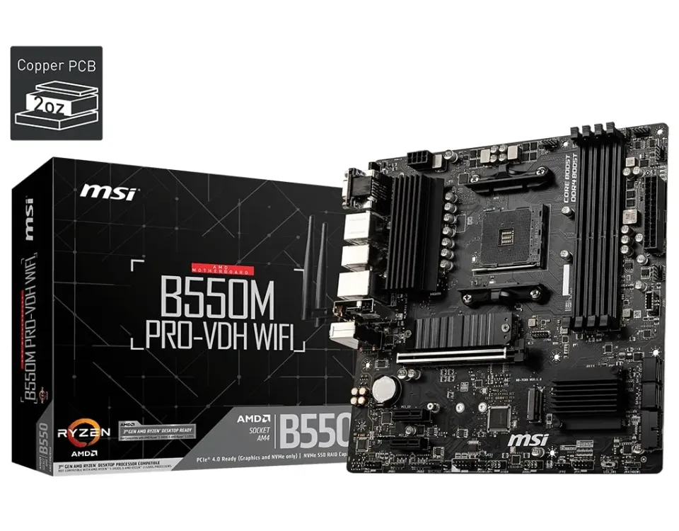 MSI B550M PRO-VDH WIFI, AM4, AMD B550, 4x DDR4, mATX