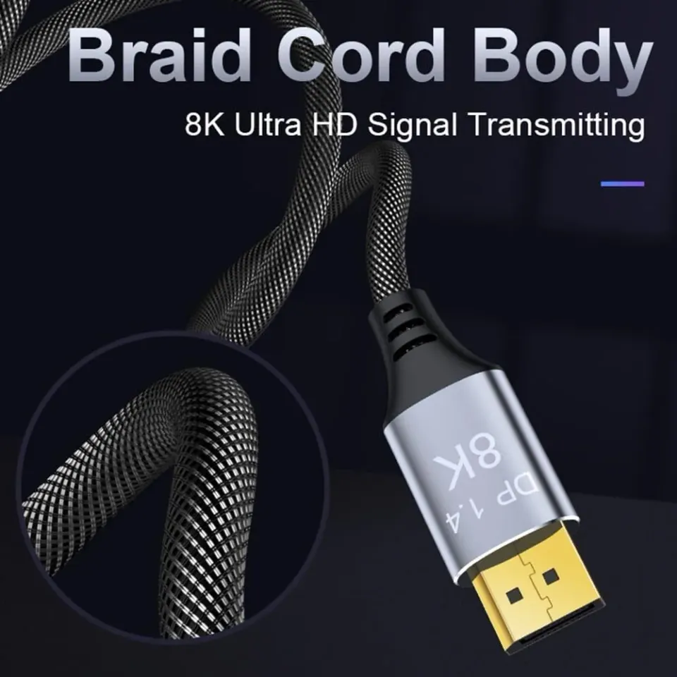 PremiumCord DisplayPort 1.4 přípojný kabel 32,4Gbit/s, rozlišení 8K, kovové a zl