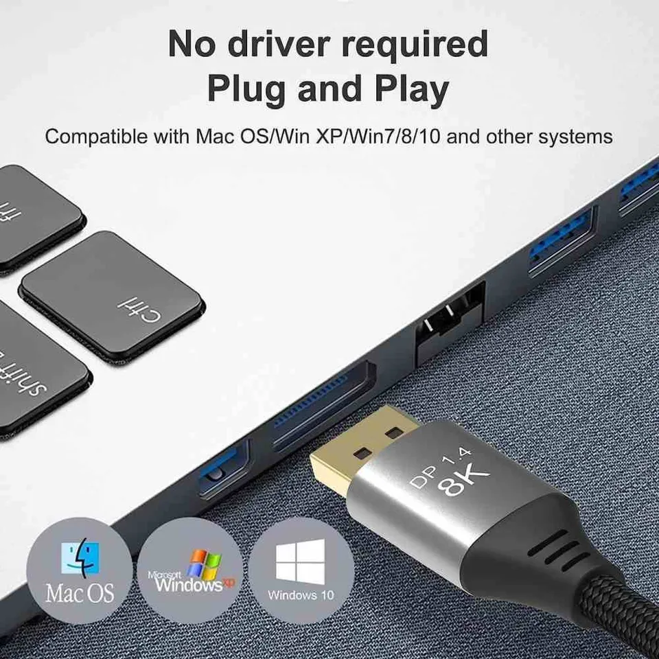 PremiumCord DisplayPort 1.4 přípojný kabel 32,4Gbit/s, rozlišení 8K, kovové a zl