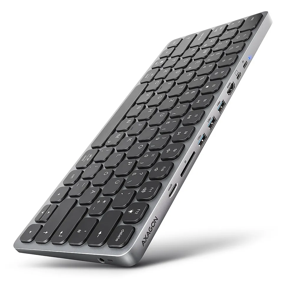AXAGON HMC-KB-CS, USB 5Gbps hub s CZ/SK klávesnicí, HDMI 4K/60Hz, 3x USB-A, SD/m