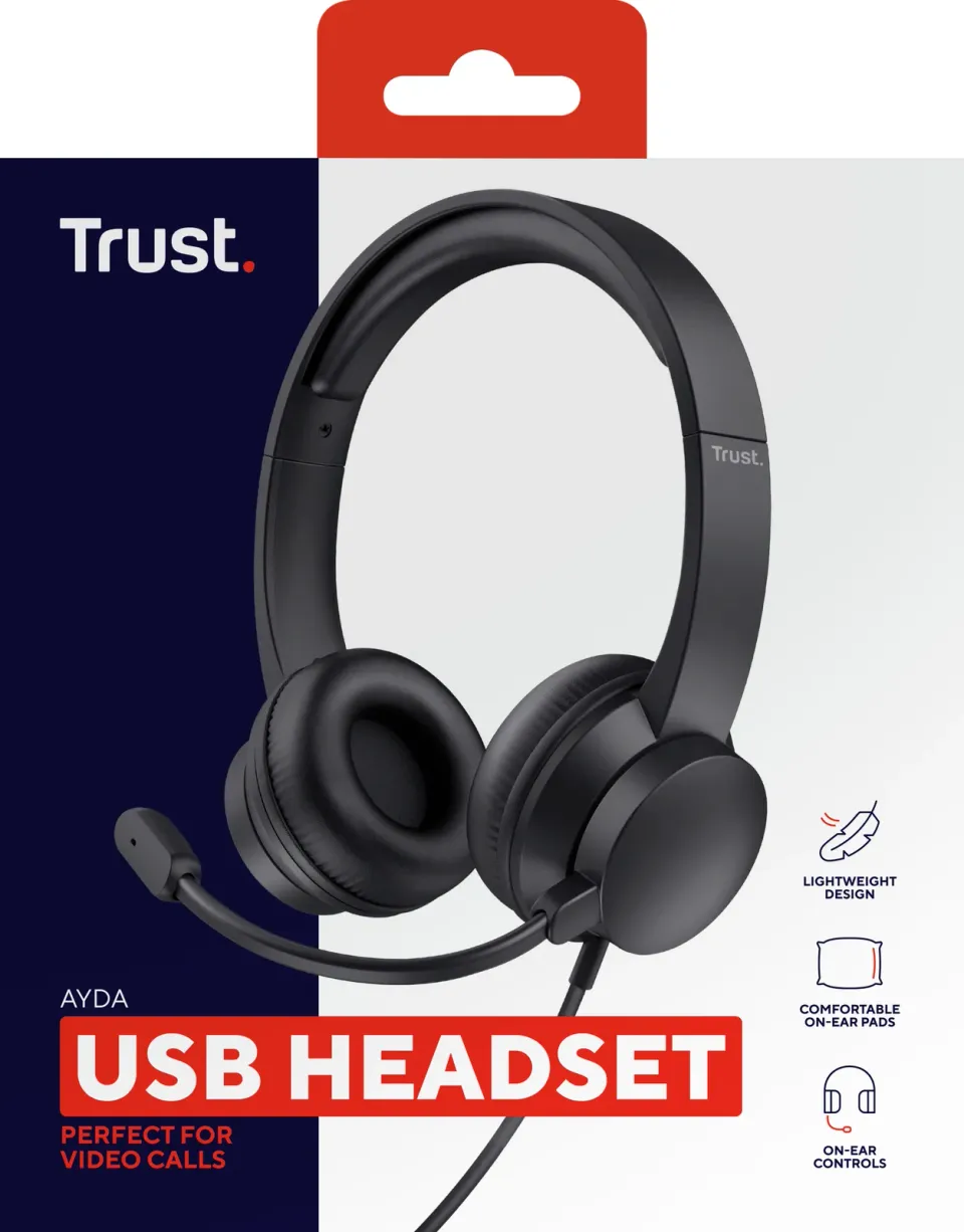 TRUST sluchátka s mikrofonem Ayda PC headset, USB