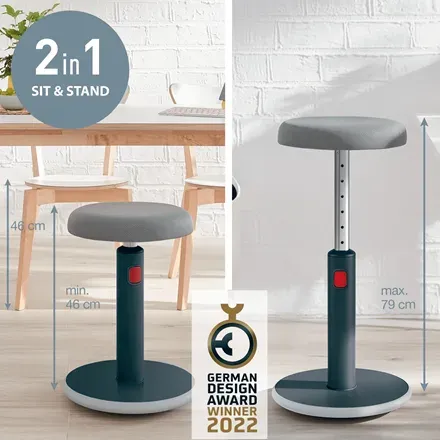 LEITZ Ergonomická balanční židle pro sezení/stání ERGO Cosy Stool, sametově šed