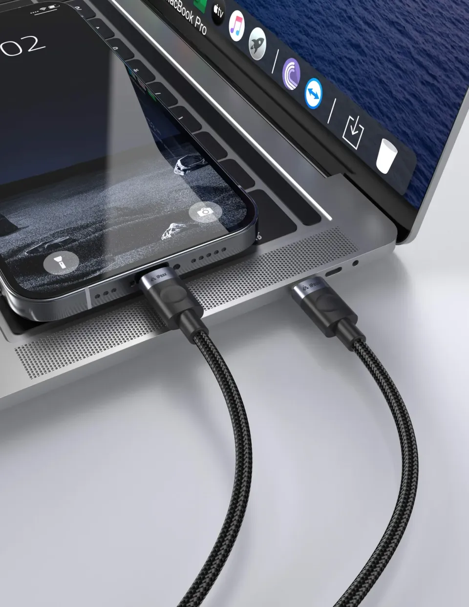 TEXTILNÍ KABEL USB-C/LIGHTNING 1,5M, USB 2.0 ČERNÝ