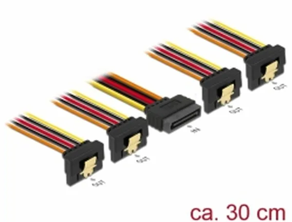 Delock Kabel SATA 15 pin napájecí samec s aretací > SATA 15 pin napájecí samice (60167)