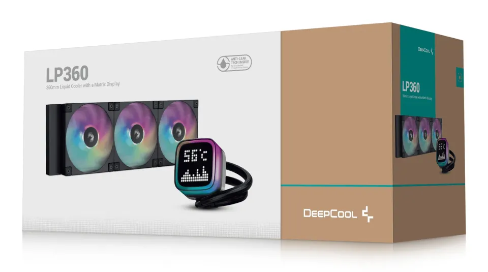 DEEPCOOL vodní chladič LP360 ARGB / 3x120mm ARGB fan / digitální display / černý
