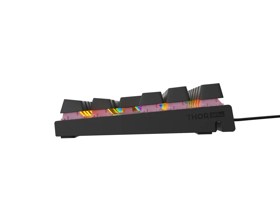 Genesis herní mechanická klávesnice THOR 303/TKL/RGB/Outemu Peach Silent/Drátová USB/US layout/Černá