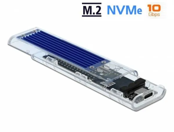 Delock Externí pouzdro pro M.2 NVMe PCIe SSD se USB Type-C samice transparentní