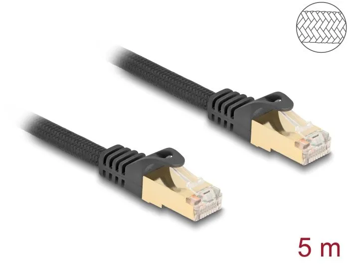 Delock Síťový kabel RJ45 s pleteným opláštěním, Cat.6A, ze zástrčky S/FTP na zás (80320)