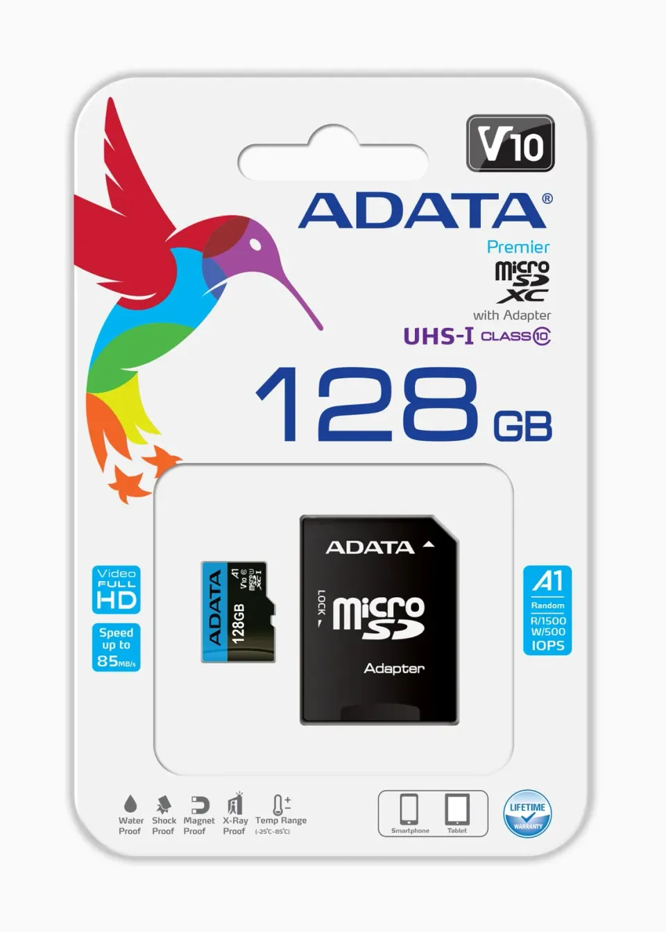 ADATA MicroSDXC karta 128GB Premier UHS-I Class 10 + adaptér