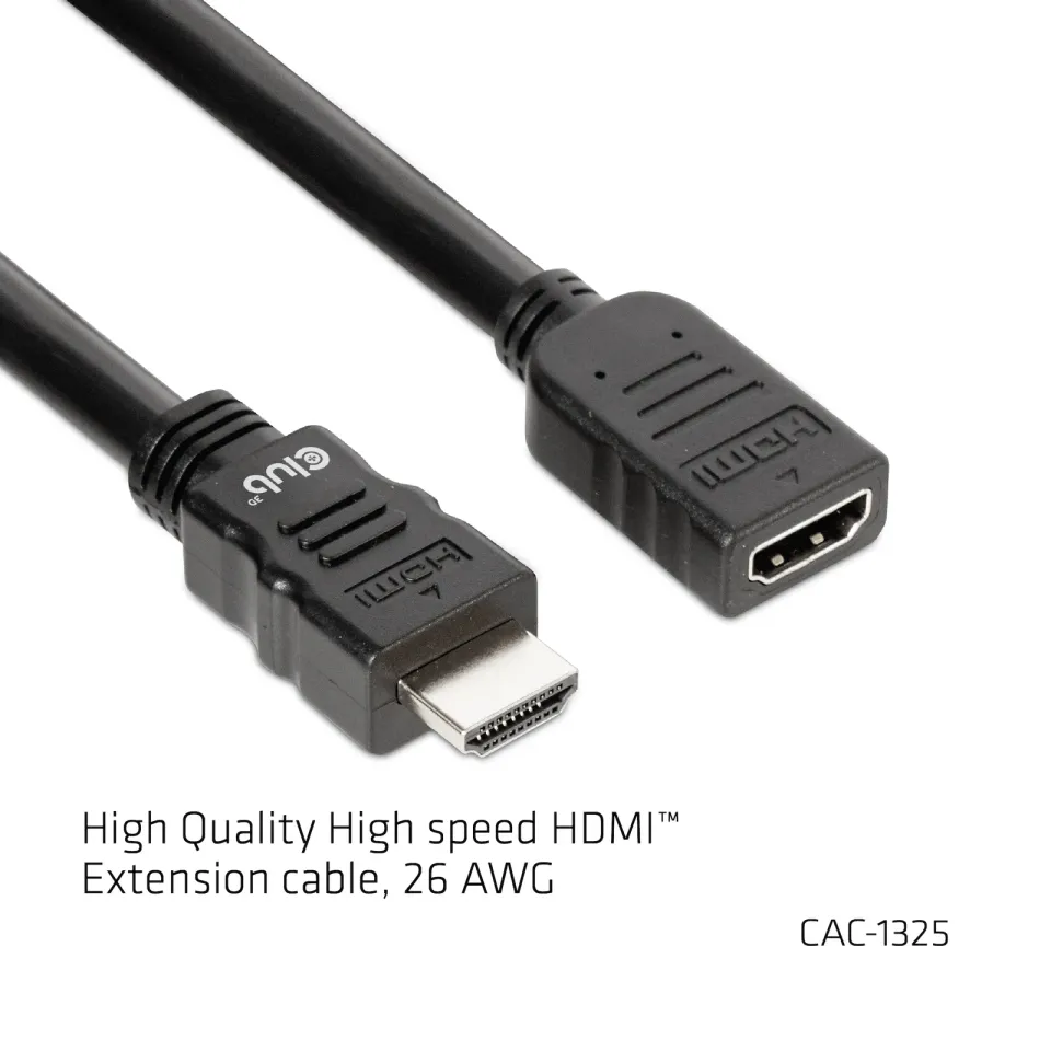 Club3D Kabel prodlužovací Rychlý HDMI 4K60HZ (M/F), 5m, černá, 26 AWG