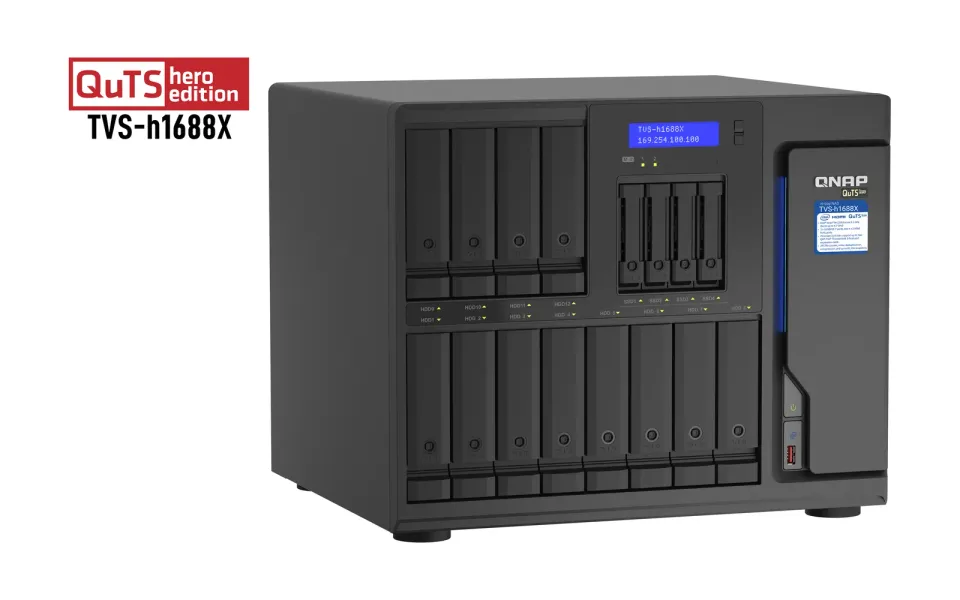 QNAP TVS-h1688X-W1250-32G (Xeon 3,3GHz, ZFS, 32GB ECC RAM, 12x 3,5"+ 4x 2,5", 2x M.2 NVMe, 4x2,5GbE)