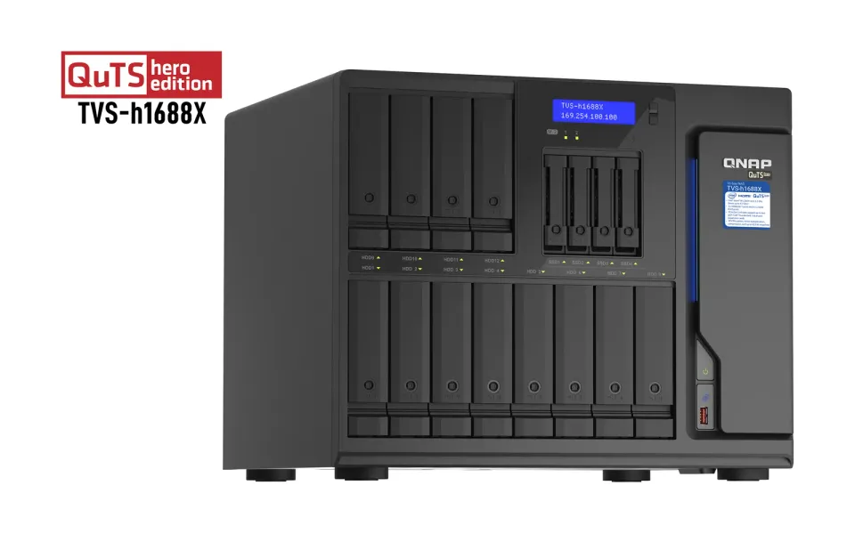 QNAP TVS-h1688X-W1250-32G (Xeon 3,3GHz, ZFS, 32GB ECC RAM, 12x 3,5"+ 4x 2,5", 2x M.2 NVMe, 4x2,5GbE)