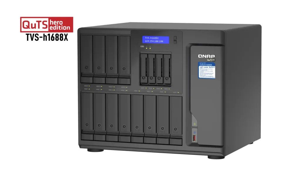 QNAP TVS-h1688X-W1250-32G (Xeon 3,3GHz, ZFS, 32GB ECC RAM, 12x 3,5"+ 4x 2,5", 2x M.2 NVMe, 4x2,5GbE)
