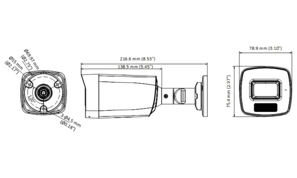 Hikvision DS-2CE17U0T-LF(2.8mm) - 8 MPix HDTVI Bullet Dual Light kamera; LED/IR 40m, 4v1, IP67