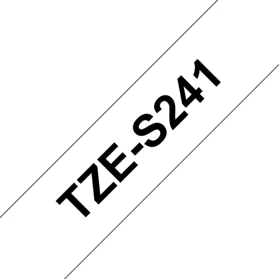 Brother - TZe-S241, bílá / černá (18mm, extr.adhezivní)