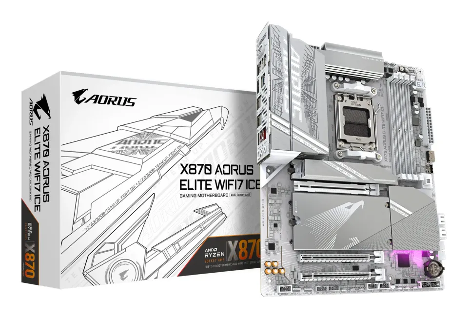 GIGABYTE MB Sc AM5 X870 A ELITE WF7 ICE, AMD X870, 4xDDR5, 2xHDMI, 2xUSB4, WiFi