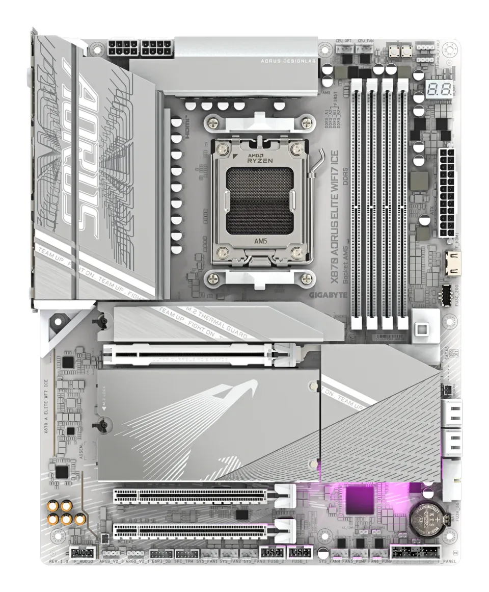 GIGABYTE MB Sc AM5 X870 A ELITE WF7 ICE, AMD X870, 4xDDR5, 2xHDMI, 2xUSB4, WiFi