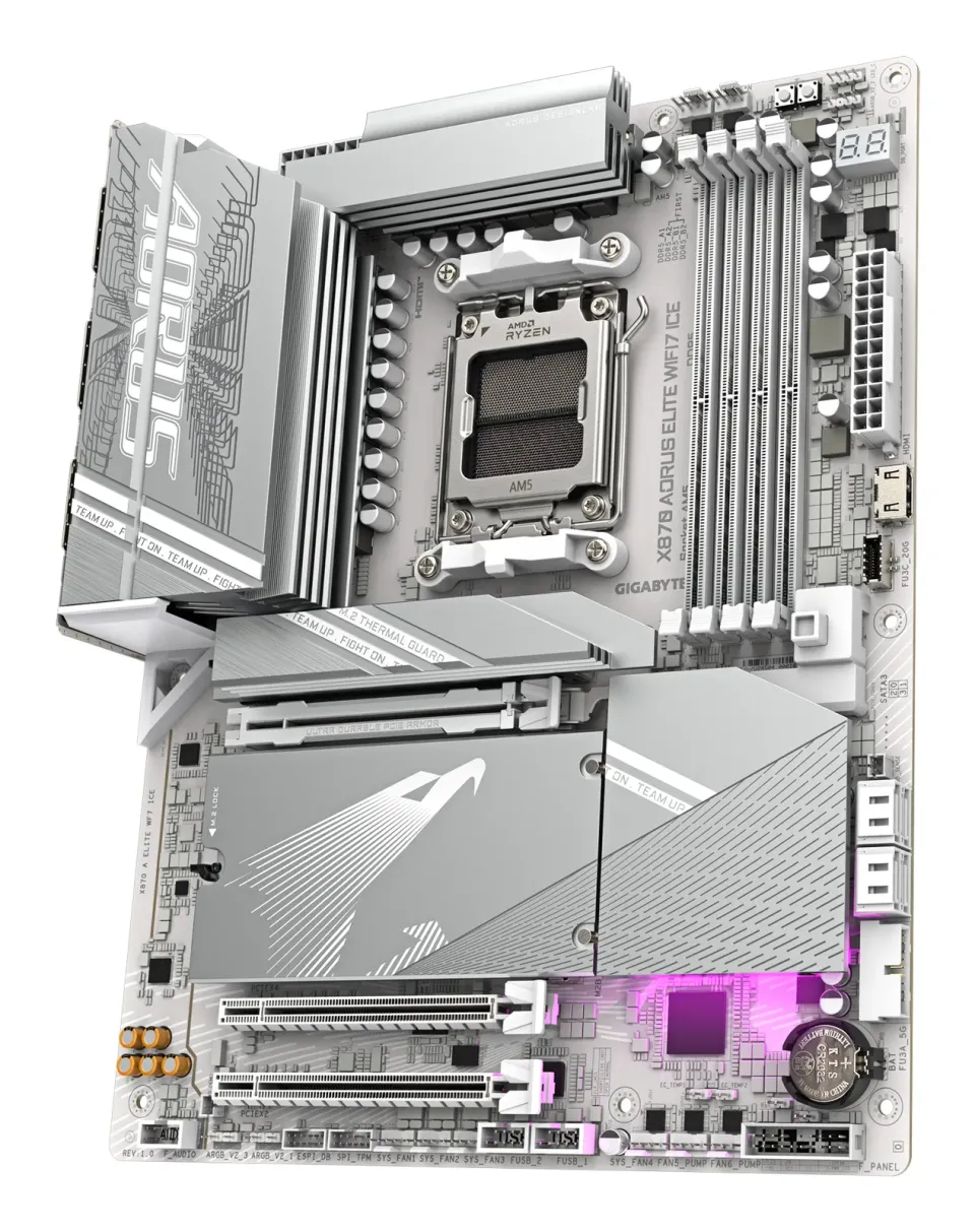 GIGABYTE MB Sc AM5 X870 A ELITE WF7 ICE, AMD X870, 4xDDR5, 2xHDMI, 2xUSB4, WiFi